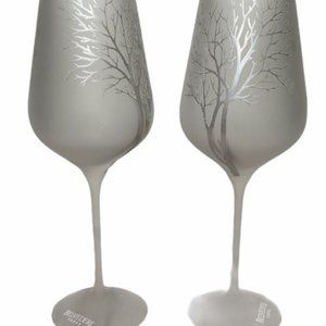 Belvedere Frosted "Poland Trees" Wine Glasses- Pack of 4